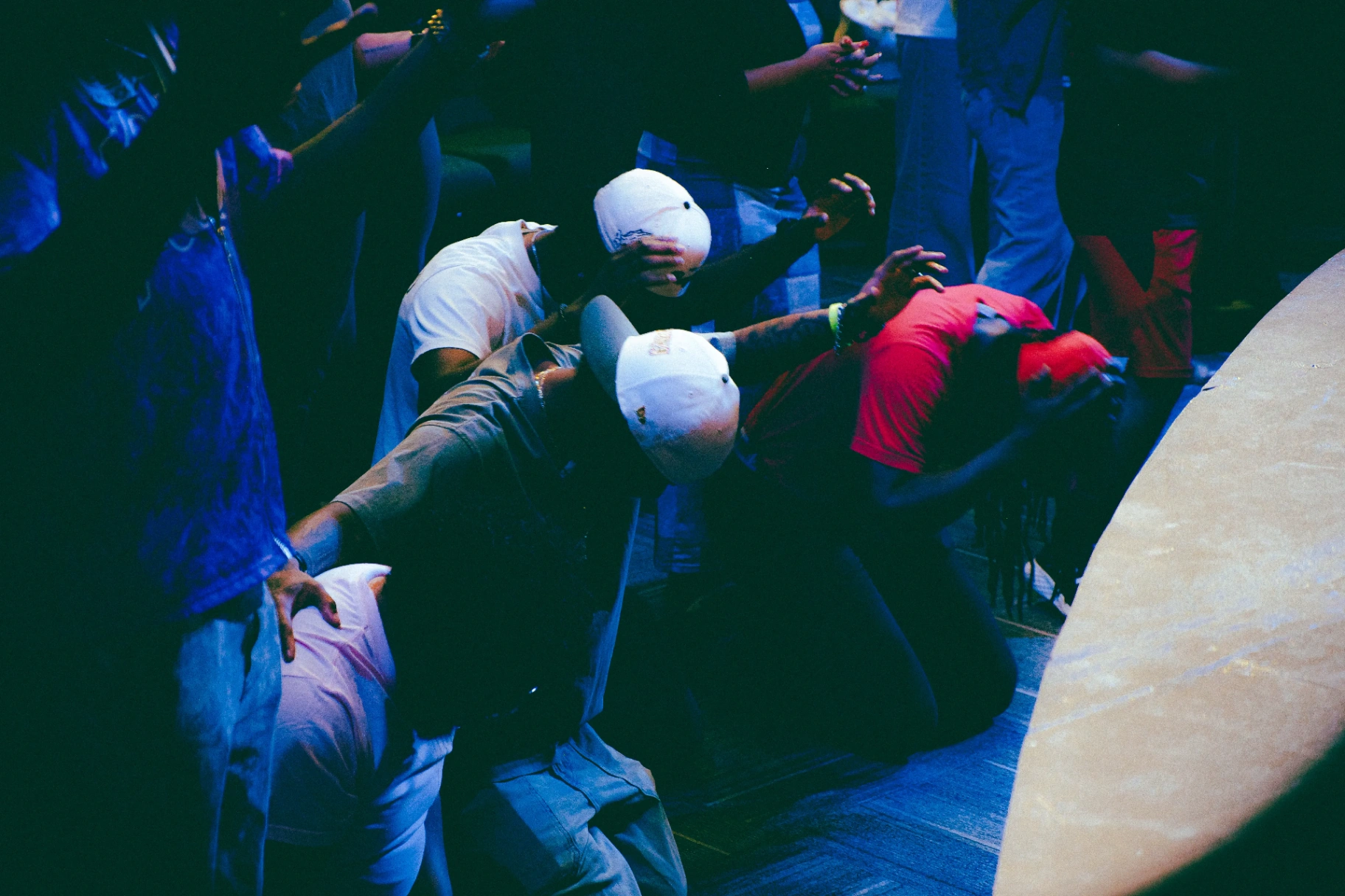 Prayer huddle at the altar