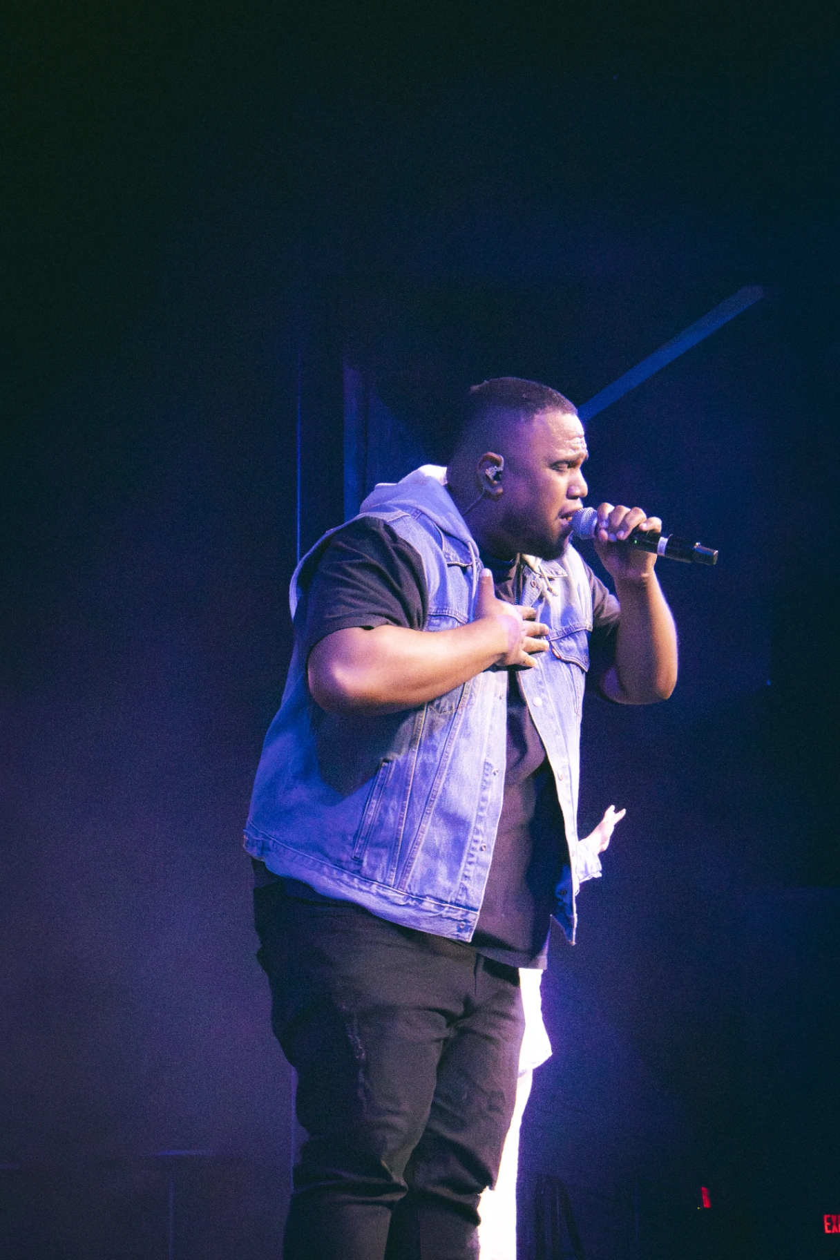 Worship leader singing