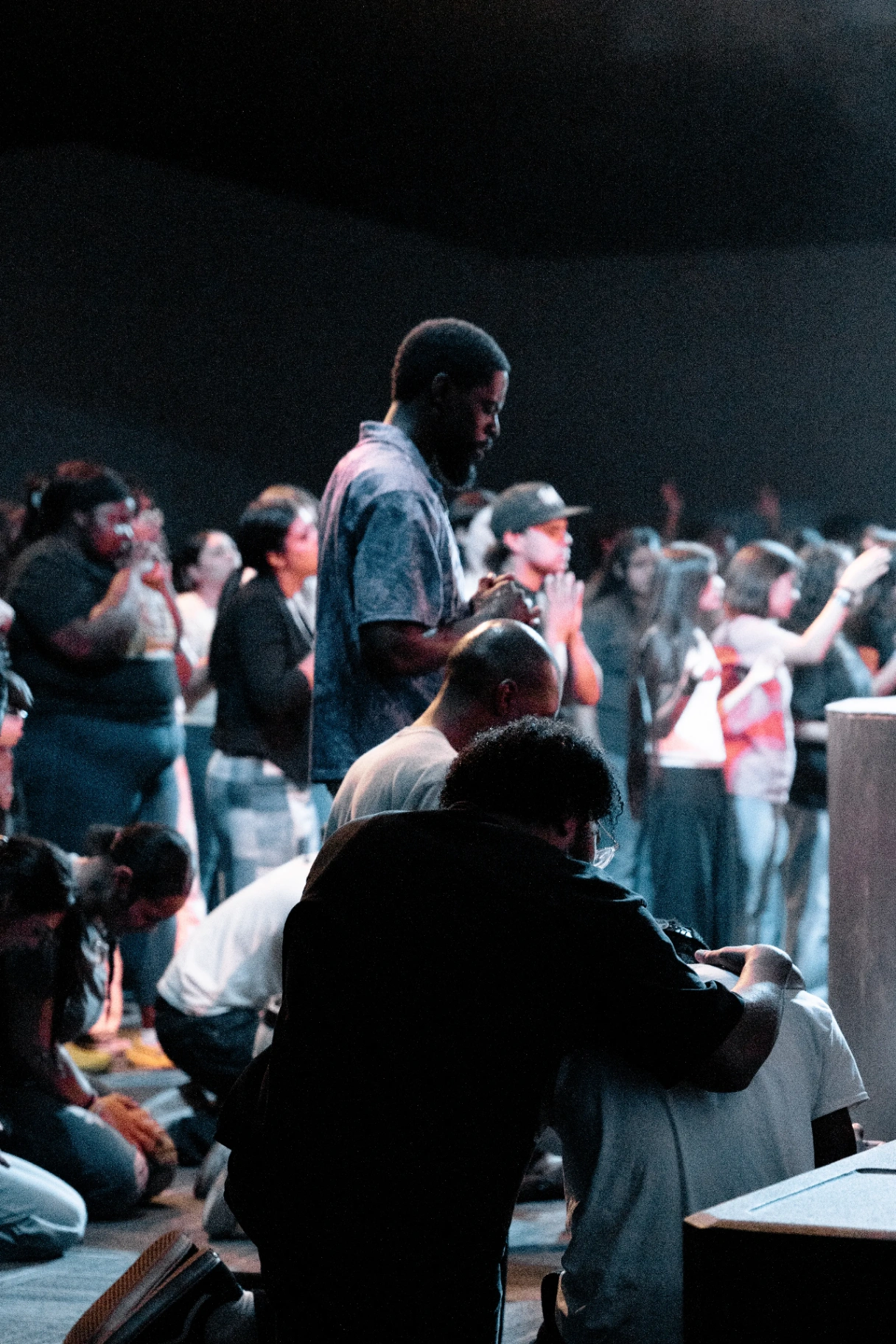 Prayer ministry in the crowd