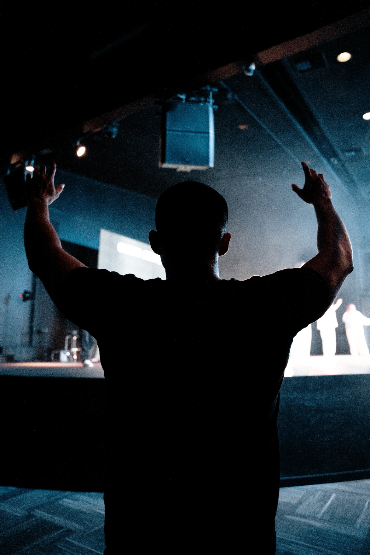 Silhouette of a man worshipping
